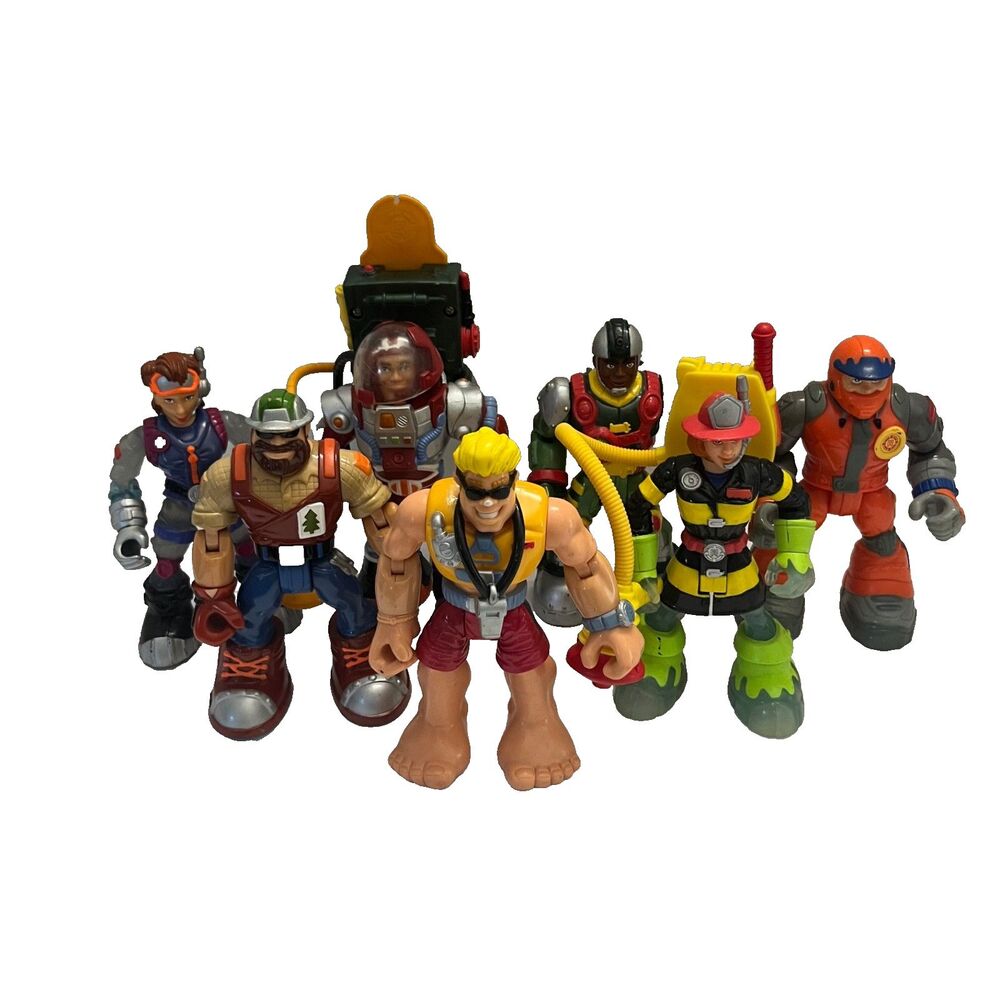 Vintage Lot of 7 Fisher-Price Mattel Rescue Heroes Figures 1990s 2000s Y2K